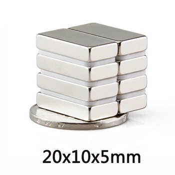 1/2/3шт 20x10x5 мм Мощный квадратный магнитный постоянный магнит 20x10x5 мм Сверхмощный магнит Неодимовые магниты 20 * 10 * 5 мм