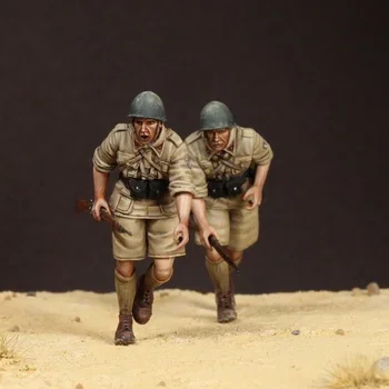 1/35 Масштаб военной смолы Сборный модельный набор Моделирование сцены Армия Северная Африка 2 человека в разобранном и неокрашенном