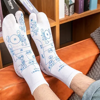 1 пара акупунктурных массажных носков хлопковая иллюстрация акупунктурные точки носки носки для здоровья удобные и дышащие массажеры