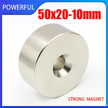 1 шт. 50x20-10 мм Неодимовый магнит Редкоземельный большой сильный круглый постоянный электромагнит N35 Магнитный диск 50 * 20 мм Отверстие 10 мм