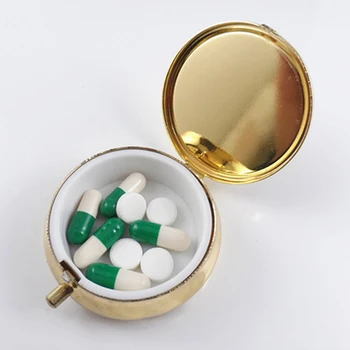  1 шт. Красивые металлические круглые портативные коробки для таблеток Органайзер для лекарств Контейнер Продуманная коробка для конфет для продуктов DIY 
