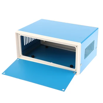 1 шт. Синяя распределительная коробка Металлический прямоугольник Электронный проектный кейс DIY Профилактическая коробка Корпус питания Коррозионностойкий Прочный