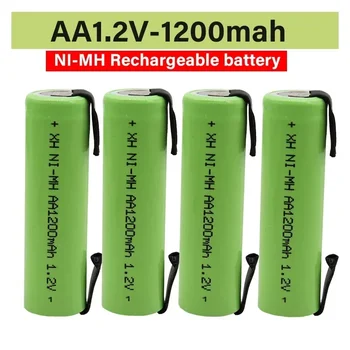100% оригинальная батарея 1,2 В AA Аккумуляторная батарея 1,2 В, 1200 мАч, AA NiMH, со штифтами для пайки, Электробритва для зубной щетки своими руками