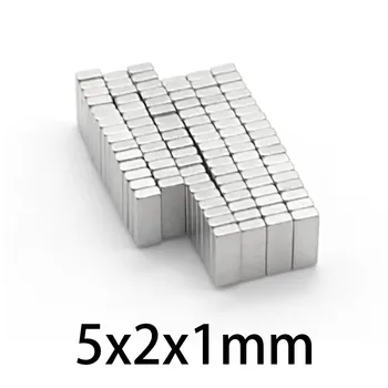 100 шт. Неодимовый магнит маленький блок 5 * 2 * 1 мм сильный магнит сверхмощный постоянный постоянный прямоугольный магнит 5x2x1 мм