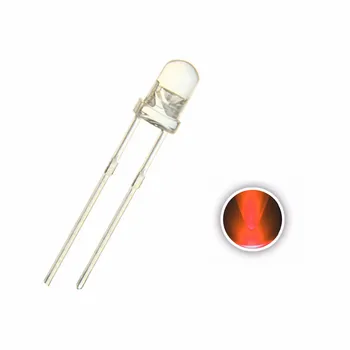 100 шт., оранжевый светодиод F3 3 мм, прозрачная линза, круглая головка, лампа 3 В 20 мА DIP-2