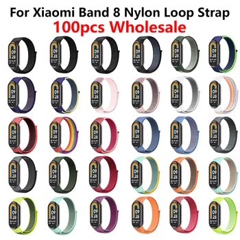 100 шт. Спортивный нейлоновый ремешок с петлей для Xiaomi Mi Band 8 Браслет для часов Correa Strap Sport Loop Miband Браслет для Mi Band8