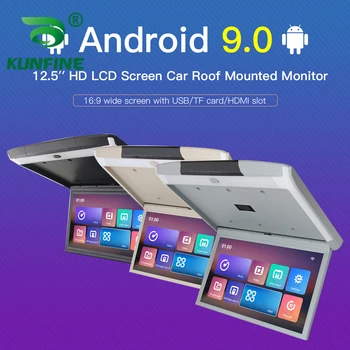 12,5-дюймовый дисплей цифровой экран Android 9.0 Автомобильный монитор на крыше ЖК-дисплей Откидной экран Потолочный мультимедийный видео Крепление на крыше