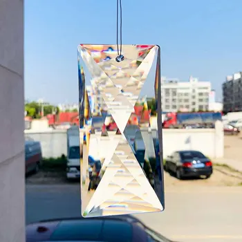 120 мм Прозрачный лазерный прямоугольник граненая призма стеклянная люстра кристаллы детали блестящий ловец солнца изготовление расходных материалов лампа болтающийся кулон