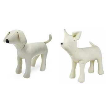 2 шт. кожаные манекены для собак стоя модели собак игрушки для домашних животных магазин дисплей манекен белый, s & m