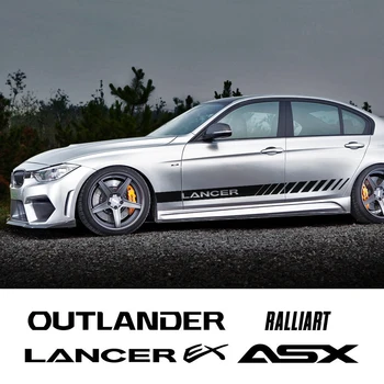 2 шт. Наклейки на боковую юбку двери автомобиля Наклейки для Mitsubishi ASX Lancer Lancer-ex Outlander Ralliart Аксессуары для стайлинга автомобиля Декор