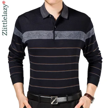 2022 Повседневные деловые мужские рубашки с длинным рукавом Мужские полосатые модные бренды Рубашка-поло Дизайнерские мужские теннисные поло Camisa Social 5158