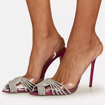 2023 10 см Высокие каблуки Сандалии Обувь Женщины Свадьба Высокий Каблук Обувь Хрустальные Тапочки Женщина Насос Обувь Летние сандалии