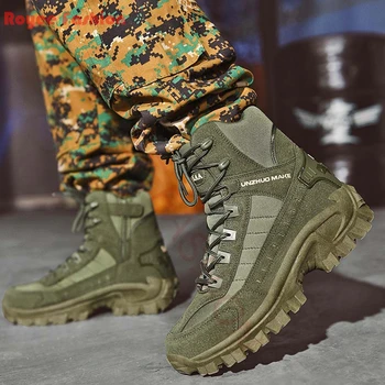 2023 Боевые ботинки Мужские ботильоны Мужская обувь Мужская военная обувь Рабочая защитная обувь Армейские ботинки специального назначения Мотоцикл Размер 46