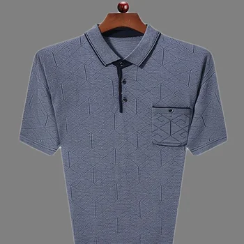 2023 Летняя мода Классическая деловая повседневная мужская одежда Оверсайз Удобный тренд Контрастный цвет Сращенная рубашка-поло с карманами