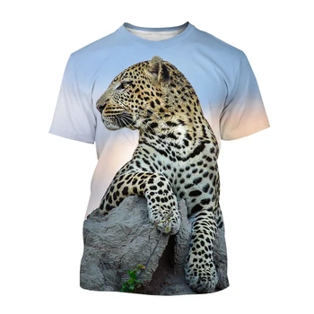 2023 Мужская и женская футболка Повседневные рубашки Забавные свободные топы Новая мода Животное Леопард 3D-печать