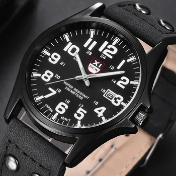 2023 Новая мода Военные армейские спортивные часы Мужчины XINEW Кожаный ремень Календарь Кварцевые наручные часы Мужчины Montre Femme Reloj Hombre