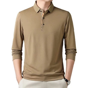 2023 Новая мужская повседневная рубашка-поло с длинным рукавом Деловая ежедневная мужская 6 лучших цветов Осенняя мода