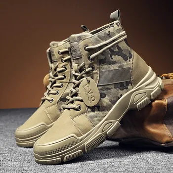 2023 Новые мужские ботинки Военные камуфляжные зимние спортивные ботинки с высоким верхом Нескользящие рабочие ботинки с толстым низом Сохраняют тепло Мужские ботинки