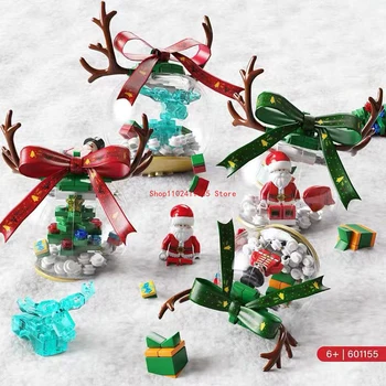 2023 Новый Санта-Клаус Пряничный домик Рождественская елка Сани Олень Строительные блоки Развивающие игрушки Рождественские подарки