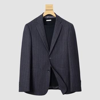 2023Новый бизнес высокого класса бутик приталенный костюм для отдыха куртка мужской деловой односпальный шерстяной костюм топ приталенный костюм без глажки
