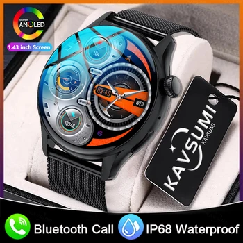 2024 Новые умные часы для мужчин AMOLED-экран Full Touch IP68 Водонепроницаемые Bluetooth Вызов Спорт Фитнес Часы для Android ios Женские Мужчины