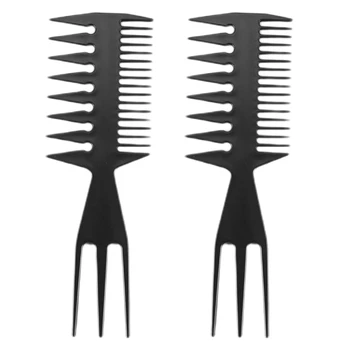 2X Двусторонняя расческа для укладки с широкими зубьями Вилка для волос Расческа Инструмент для салона красоты
