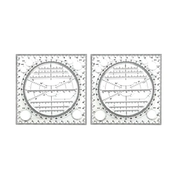 2X Многофункциональный шаблон для рисования круга, инструмент для геометрического рисования, измерительная линейка, вращающийся угол