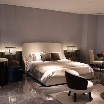 3-5-звездочный отель кожаная роскошная кровать 1,8 м двухместный новейший отель Спроектированный размер двуспальной кровати