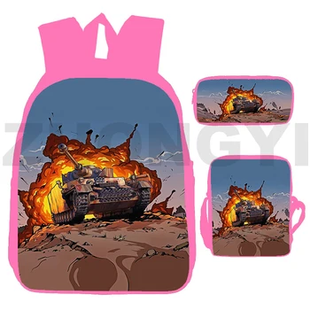 3 Набор World of Tanks Игра Школьные рюкзаки 3D Мужской Спортивный Ноутбук Gerand Tanks Рюкзак Студенты Мультфильм Печать War Thunder Книжная сумка