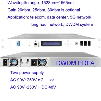 30 дБм Выходной усилитель DWDM EDFA, стандартный волоконный усилитель 1U, легированный эрбием, для оптической системы передачи DWDM