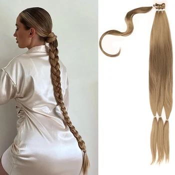 30 дюймов Наращивание волос с конским хвостом DIY Плетеный хвост с резинкой Кольцо для волос для женщин Шиньон Плетеные косы