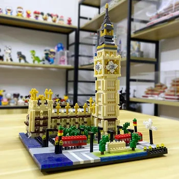 3D модель Алмазные блоки Кирпичи Здание Мировая архитектура Часовая башня Елизаветы Биг-Бен Вестминстерский дворец Игрушка для детей