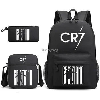3pcs Новый рюкзак CR7 Модные школьные сумки для мальчиков, девочек и подростков Ноутбук Mochilas с сумками через плечо