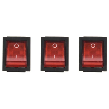 3X красный свет 4-контактный DPST ВКЛ/ВЫКЛ Защелкивающийся кулисный переключатель 15 А / 250 В 20 А / 125 В переменного тока 28X22 мм