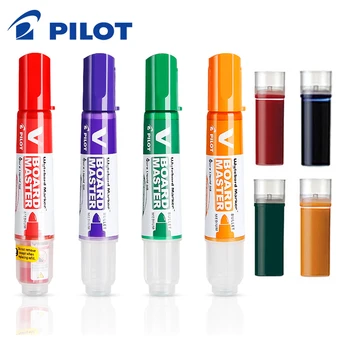 4pcs Japan Pilot Whiteboard Pen V Office Straight Liquid High Capacity Ink Классная доска WBMAVBM-M Может добавлять чернила