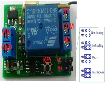 5PCS 433M DC 12V 1Channel RF Беспроводной контроллер Релейный переключатель задержки Функции переключения защелки для EV1527 PT2262 ASK/OOK