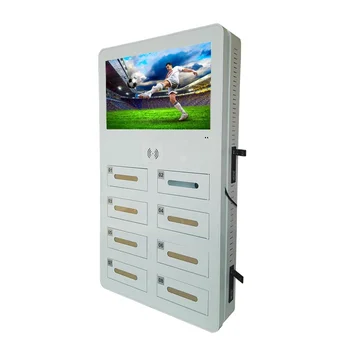 8-дверная коммерческая зарядная станция для телефона с рекламным экраном Быстрый шкафчик для зарядки смартфона