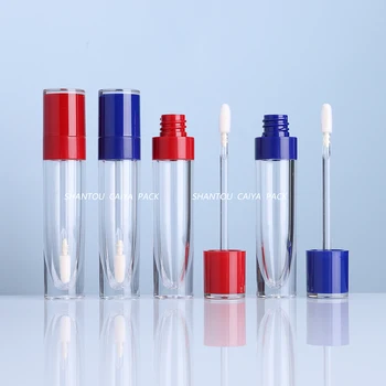 8 мл DIY контейнер для глазури для губ с красно-синими крышками, пустая бутылка для образца жидкой помады, пластиковые круглые тюбики для блеска для губ