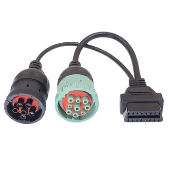 9-контактный и 6-контактный Y-образный кабель к удлинителю OBD 2 9-контактный J1939 и 6-контактный J1708-контактный адаптер, кабель-разветвитель OBD2