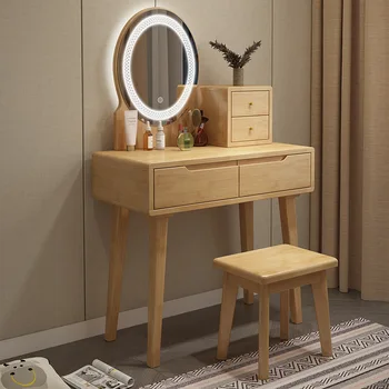 Aoliviya Официальный туалетный столик из массива дерева Nordic Front Lamp с зеркалом Интернет-знаменитость Современная простая маленькая квартира 60/80