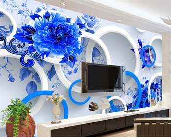 beibehang Изготовленная на заказ высокоуровневая декоративная живопись papel de parede 3d обои цветы насыщенный зеленый и синий мода 3D фон