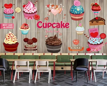 beibehang Личность модные обои бумажный стаканчик торт кофе десерт магазин пекарня фон стена papel de parede 3d обои
