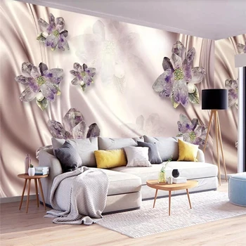beibehang Пользовательские обои 3D европейские роскошные фиолетовые цветочные ювелирные изделия ТВ фон стена 5d фрески 8d обои декоративная живопись