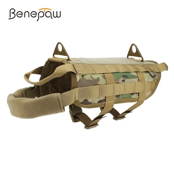 Benepaw Средняя большая тактическая шлейка для собак Дрессировочная дышащая сетчатая ручка для вытягивания Военный камуфляж Мягкая шлейка для домашних животных