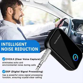 Bluetooth-совместимый автомобильный адаптер, автомобильный беспроводной приемник, беспроводное подключение звуковой коробки, встроенный микрофон для звонков по громкой связи