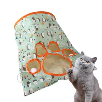 Cat Play Туннельная сумка Туннельная скучная кошка Игрушки для домашних животных Очаровательный дизайн лапы Прочная творческая складная сумка для кошек с плюшевым мячом