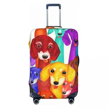  Custom Cute Dachshund Puppy Багажник Чехол Протектор Симпатичный Pet Dog Travel Чемодан Защитный чехол для 18-32 дюймов