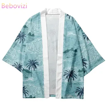 Fashion Beach Японское кимоно с кокосовым принтом 2023 Summer Beach Yukata Shirt Haori Summer Casual Женский кардиган Топы