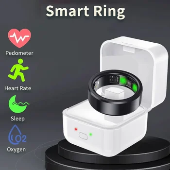 Fashion Smart Ring Трекер здоровья для частоты сердечных сокращений, температуры, подсчета шагов сна, мониторинга температуры тела, умного кольца для пальцев