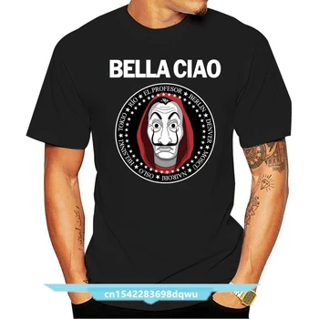 Funny The Paper House Bella Ciao Мужская футболка 100% хлопок Мужские рубашки Повседневная футболка с воротником